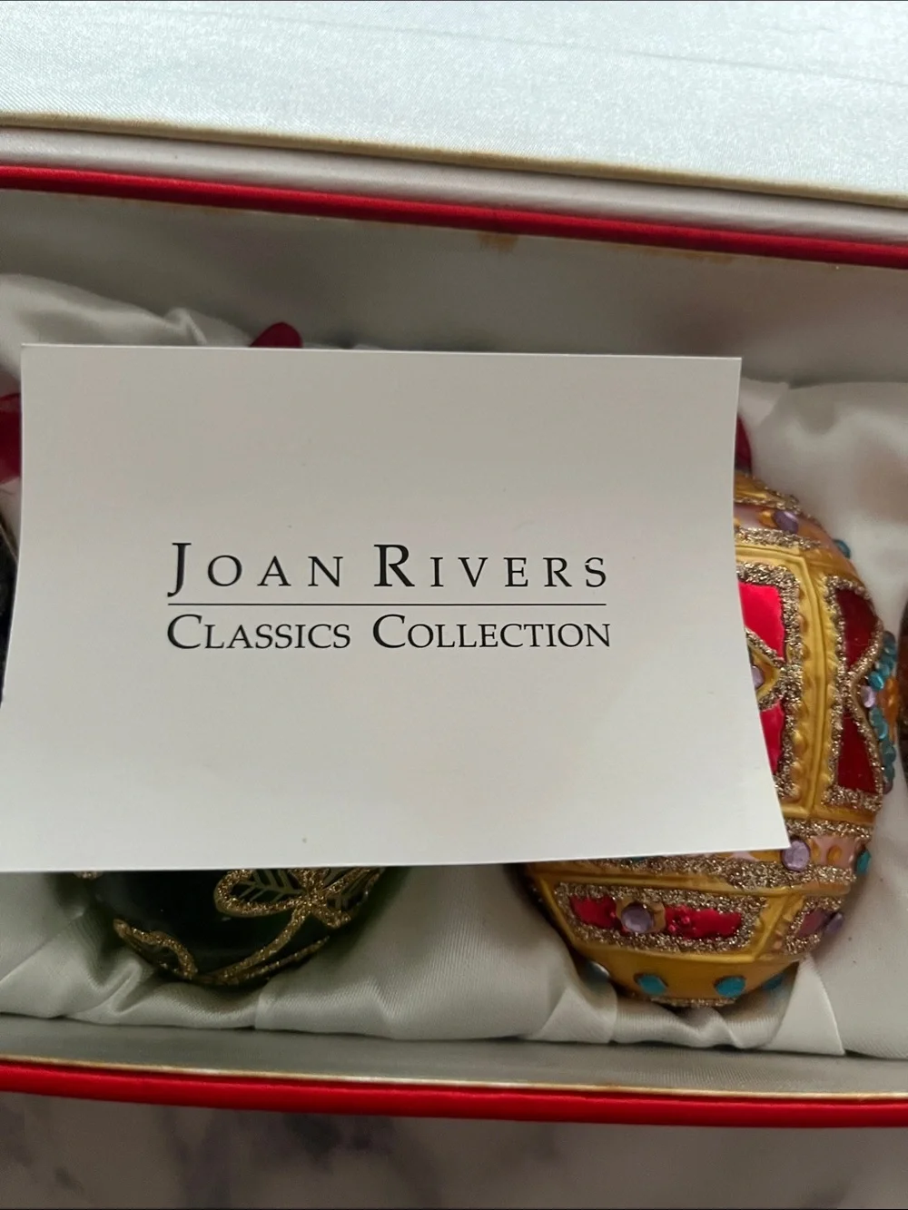 Joan Rivers Classic Russian Fabergé inspired Egg ornaments set of four